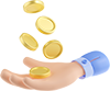 3d hand with money coins