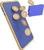 3d mobile phone with coins and wallet