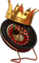 golden crown black casino roulette wheel red background 3d rendering
