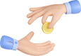 hands passing a coin