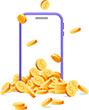 mobile and falling coins 3d