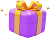 violet gift box with yellow ribbon